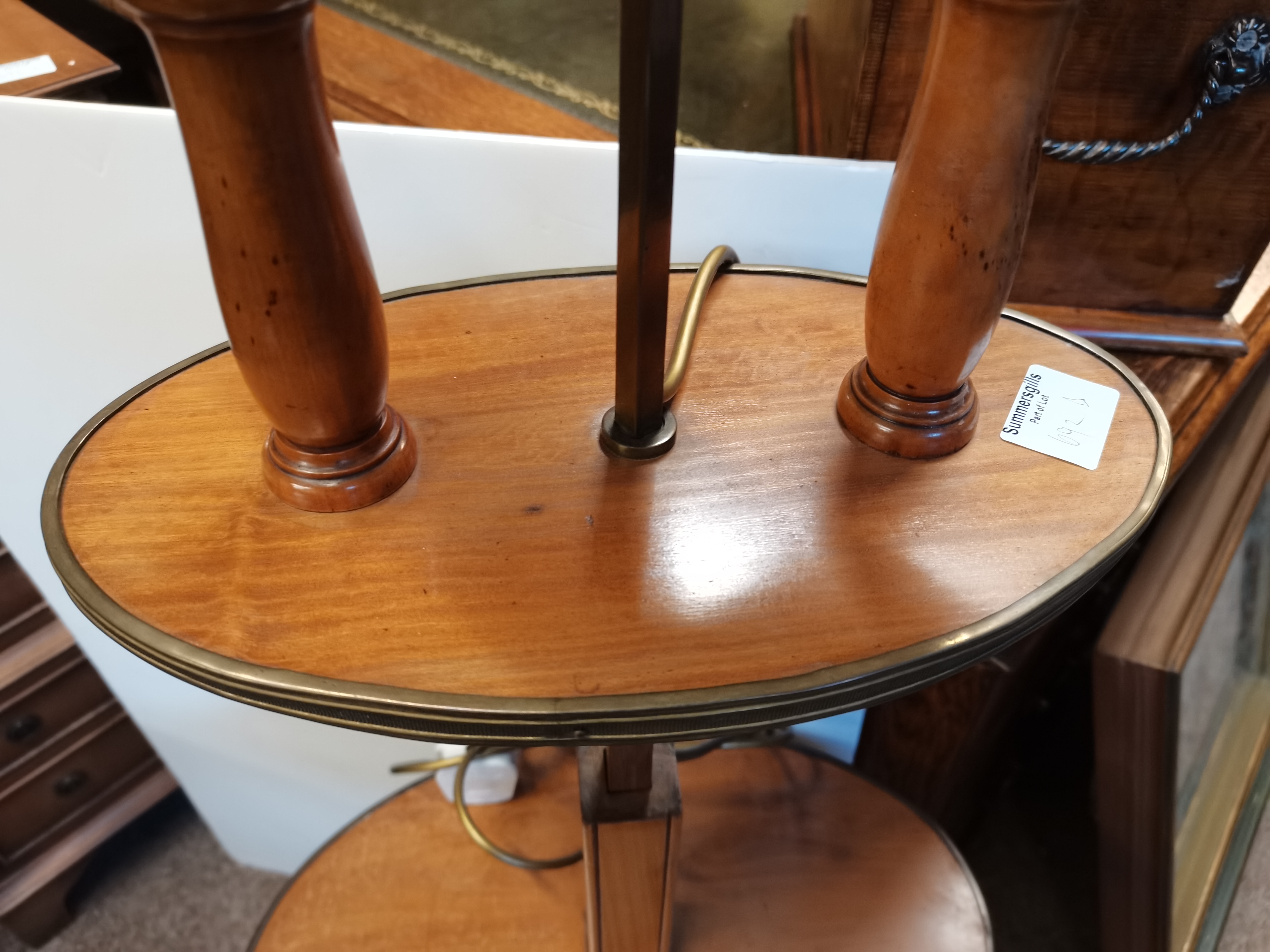 An Antique fruitwood extending side table with 2 x candles and electric bulbs - Image 2 of 3