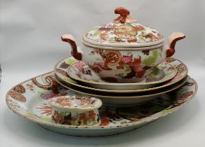 A group of Chinese export 'Tobacco Leaf' variation porcelain tablewares, 18th Century