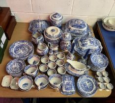 A large collection of blue and white Spode tablewares