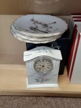 Royal Worcester limited edition plates, boxed Spode collector's plates and Aynsley clock in box