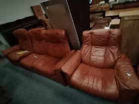 Retro leather 3 seater and chair stressless style