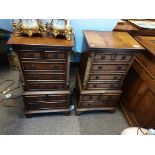 A excellent small pair of yew wood miniature chest on chests 80cm high