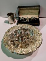 A group of assorted silver-plate and pewter