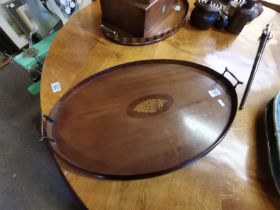 A Georgian inlaid mahogany twin-handled tray