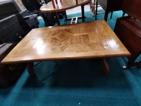 Large inlaid coffee table with mixed woods