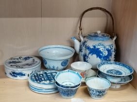 A group of assorted Chinese blue and white ceramics