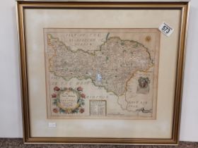 A hand-coloured engraved map, 'The North Ridinge of Yorkshire'