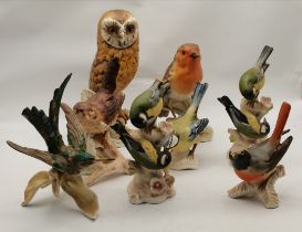 Eight Goebel bird figures