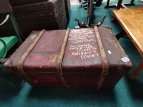Vintage travelling trunk plus Iron Chandelier