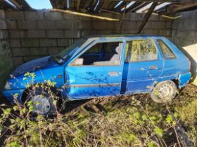 A CITROEN AX DEBUT N387YVN in need of restoration in blue buyer to collect from Copmathorope only