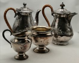 A late Victorian silver-plated four-piece tea service