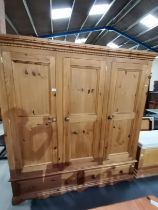 Treble Pine wardrobe with drawers under