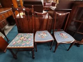 x3 Edwardian chairs - 2 inlaid plus one dining chair