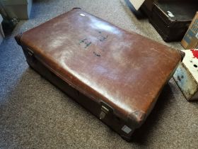 A vintage leather suitcase