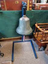 A WW2 RAF bronze 'scramble bell' on stand