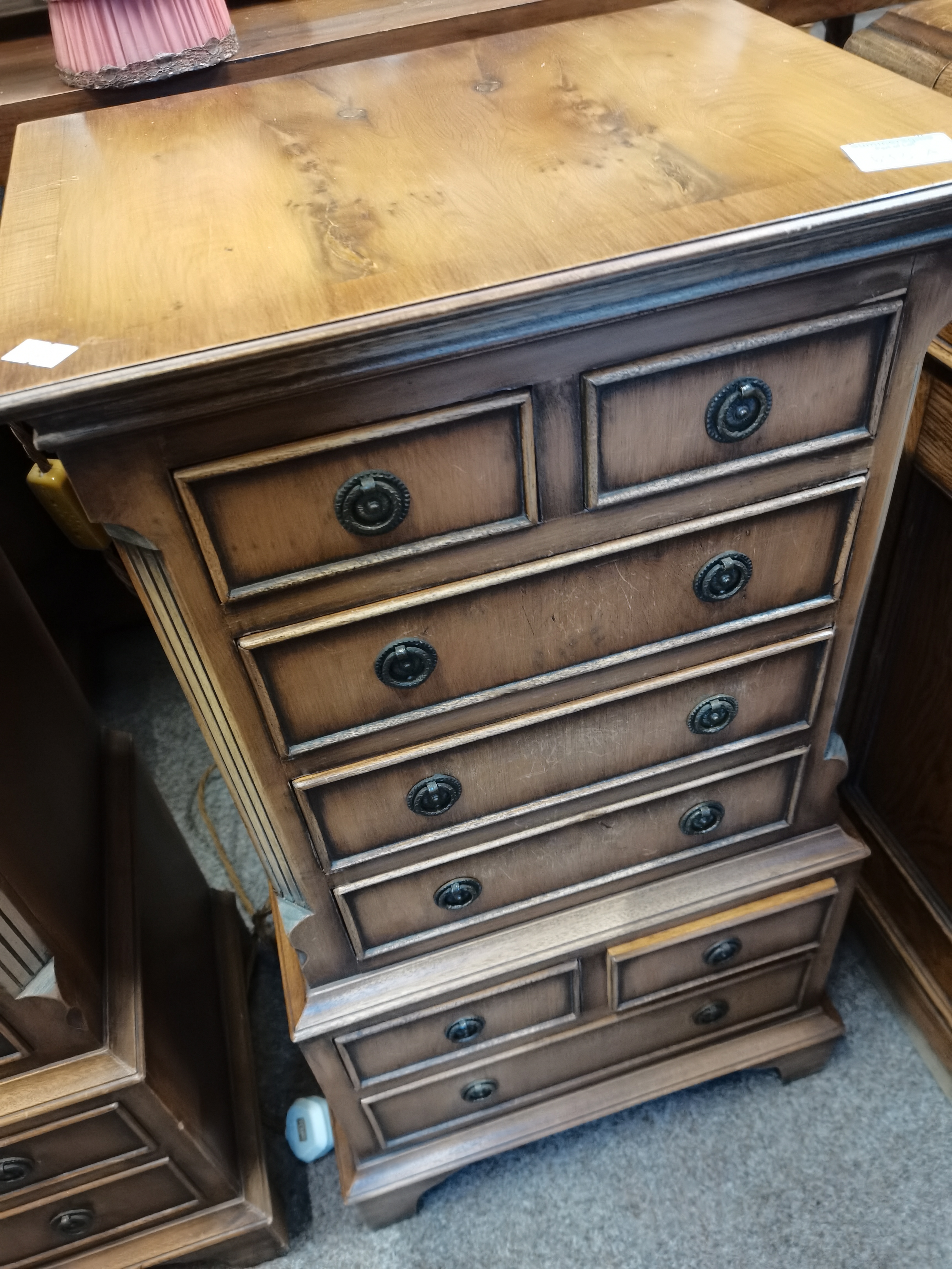 A excellent small pair of yew wood miniature chest on chests 80cm high - Image 3 of 3