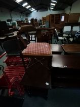 Edwardian inlaid corner hall chair plus Mahogany side table