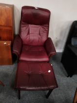 G Mobel Sweden Leather Armchair recliner with footstool