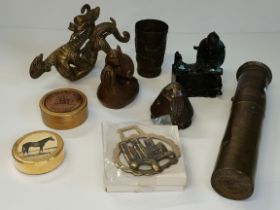 A mixed group of metalware, Chinese brassware and other