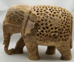 A soapstone carved Asian elephant model, three in one