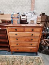 Antique Mahogany chest of drawers of graduated drawers plus music stool