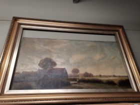 A very large oil on canvas of a Dutch style country scene A MIDGLEY 19th/ 20th century 75cm x 126cm