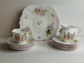 Shelley "Wildflowers" 13668 part tea set - cake plate plus others
