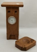 Woodworm Man Oak clock and ashtray