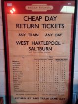 A British Railways 'West Hartlepool - Saltburn' original poster, 1950s
