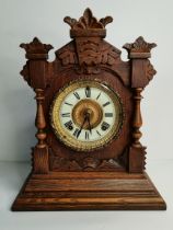 An American wooden mantel clock, late 19th Century