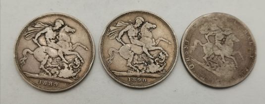 Three silver crown coins