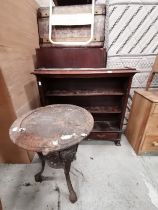 Antique bookcase with drawer under and pub table (A/F)