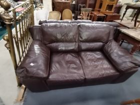 2 seater brown leather sofa