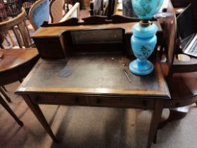 A mahogany and inlaid ladies writing desk with lea