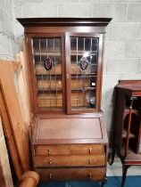 Antique Stained Glass top Bureau bookcase