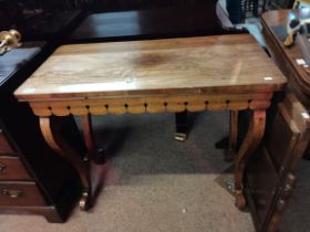 An Antique rosewood hall table with scroll leg dec