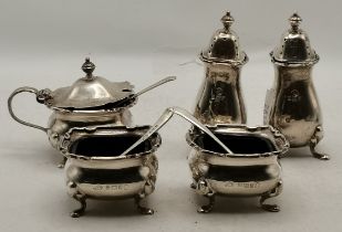 An Elizabeth II silver five-piece cruet set