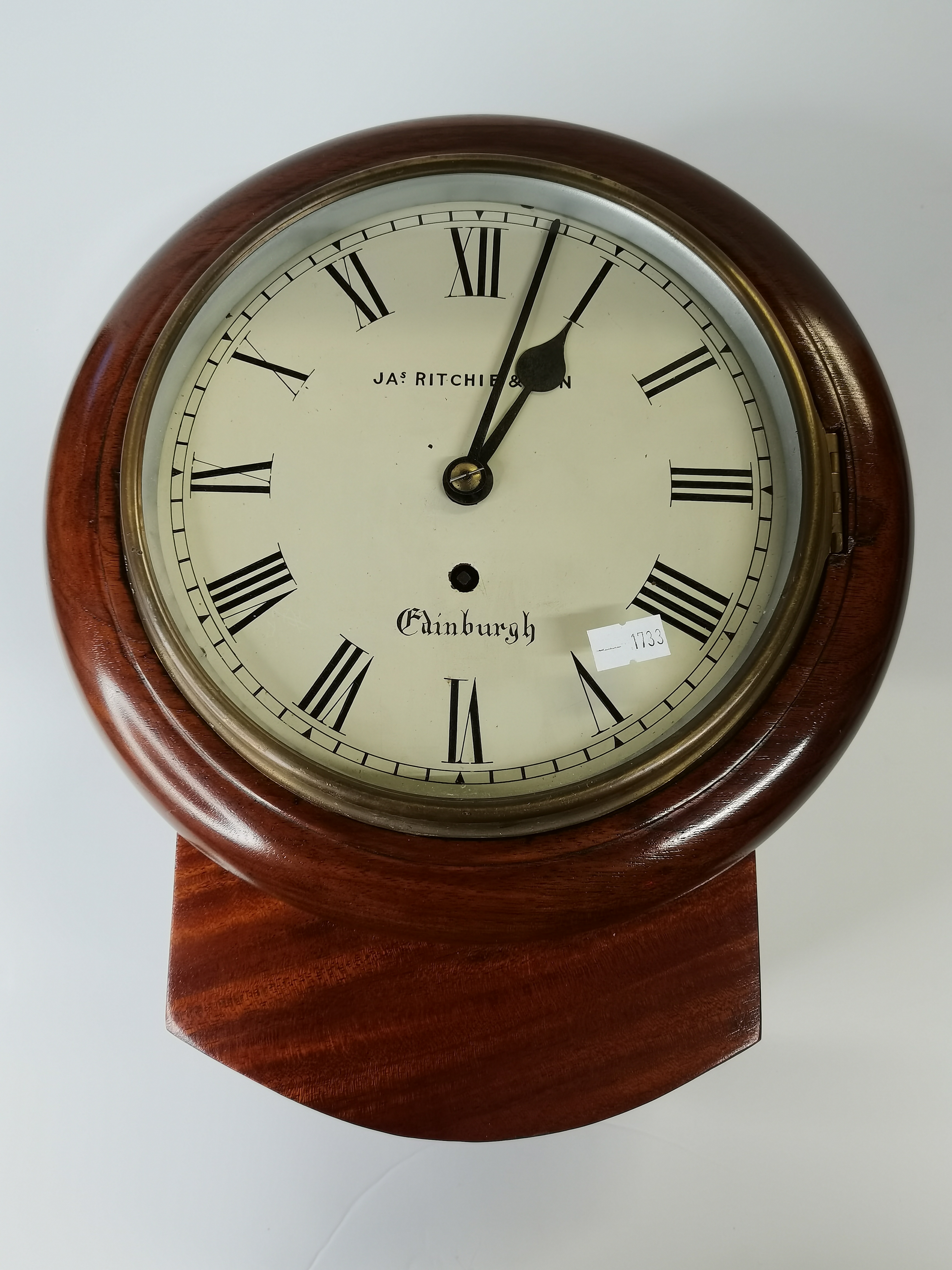 A Victorian mahogany single fusee drop dial wall clock