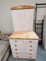 White washed pine wardrobe and chest of drawers
