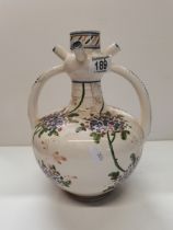 Antique painted twin handled puzzle jug