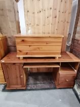 Computer desk and blanket box (pine)