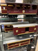 Five wooden model Meon Valley railway carriages