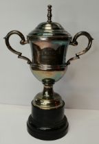 A silver-plated twin-handled trophy cup, 20th Century