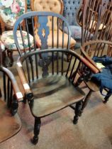 A Windsor low back chair in elm