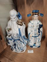 x2 Large Blue and White Chinese figure