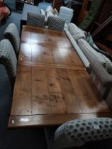 Richard Grafton extendable Oak Dining table and 8 high backed upholstered chairs