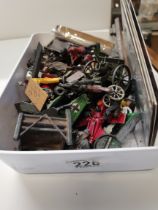 Box of assorted lead and tin soldiers, playing cards etc