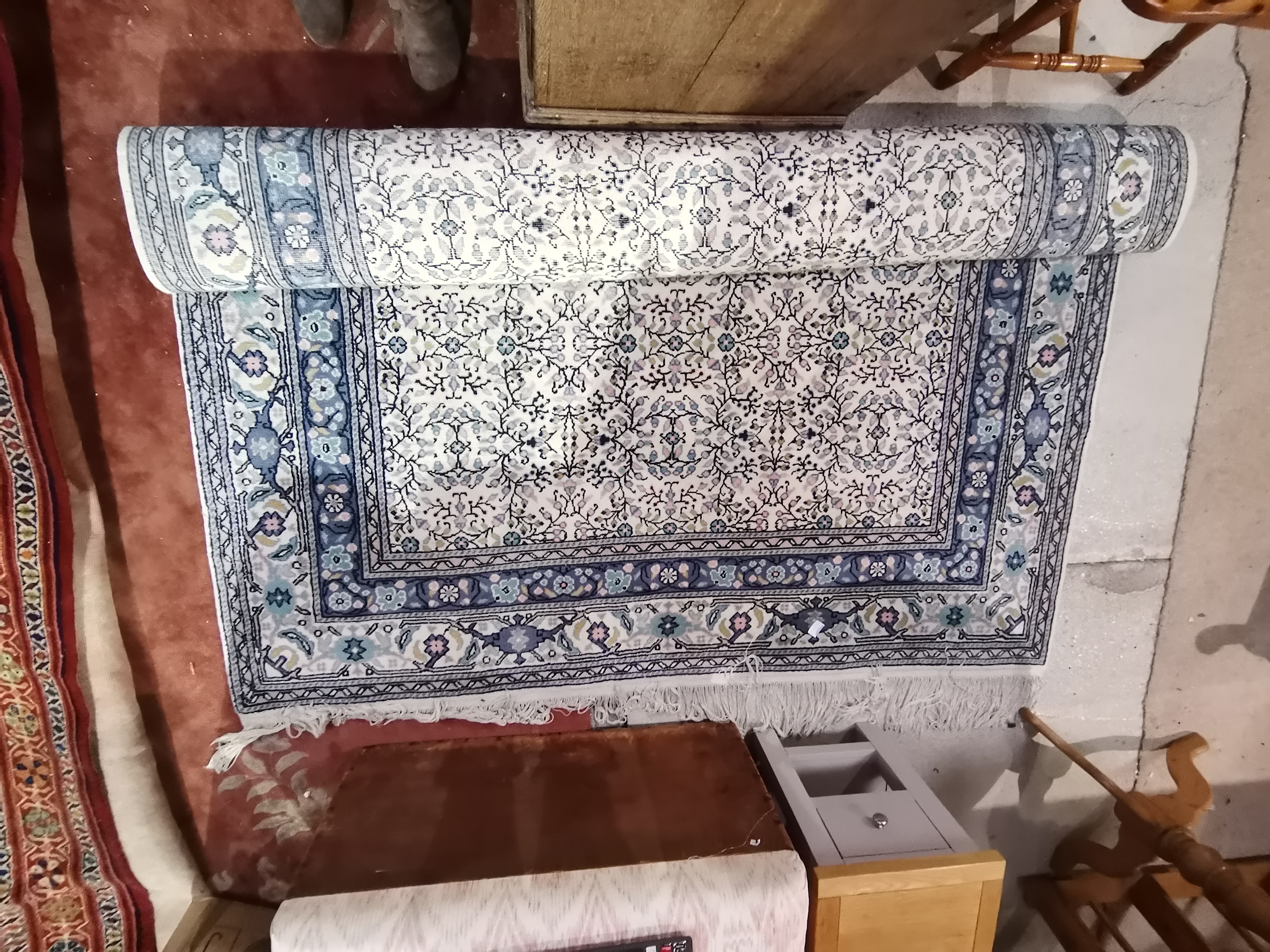 Large Blue and cream rug