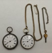 Two Swiss silver open-face pocket watches, late 19th/early 20th Century