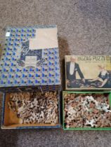 A quantity of vintage wooden jigsaw puzzles